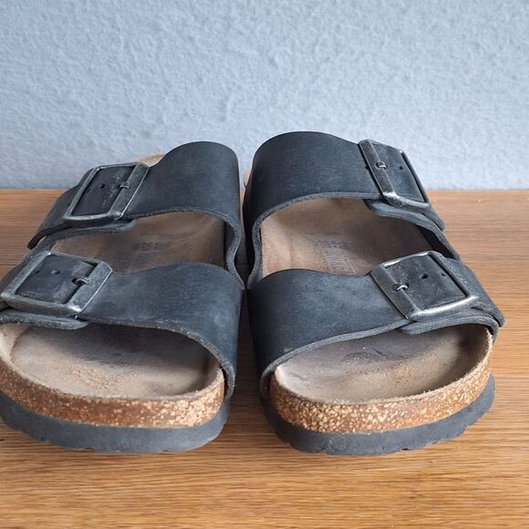 Birkenstock Arizona Oiled Leather Sandal Black Women EU 39 US 8 Narrow - Picture 2 of 12